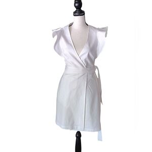 A.L.C. Sidelle White Ruffle-Sleeve Wrap Dress Size 0